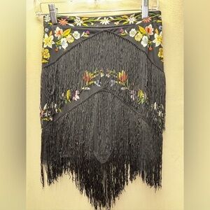 ASOS Floral Embroidered Mini Skirt with fringe detail Size 4